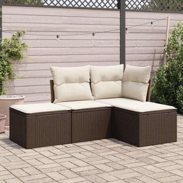 Polyrattan Kerti Ülőgarnitúra - 4 részes - Barna