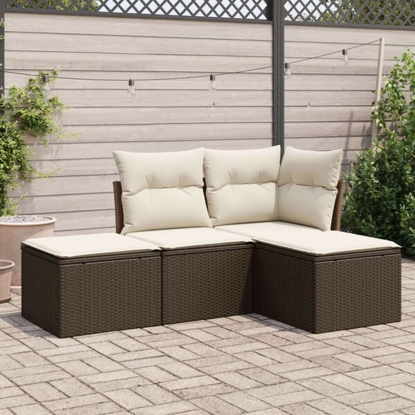 Polyrattan Kerti Ülőgarnitúra - 4 részes - Barna