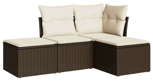 Polyrattan Kerti Ülőgarnitúra - 4 részes - Barna