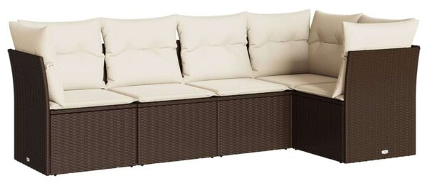 VidaXL Polyrattan Kerti Ülőgarnitúra - 5 részes - Barna