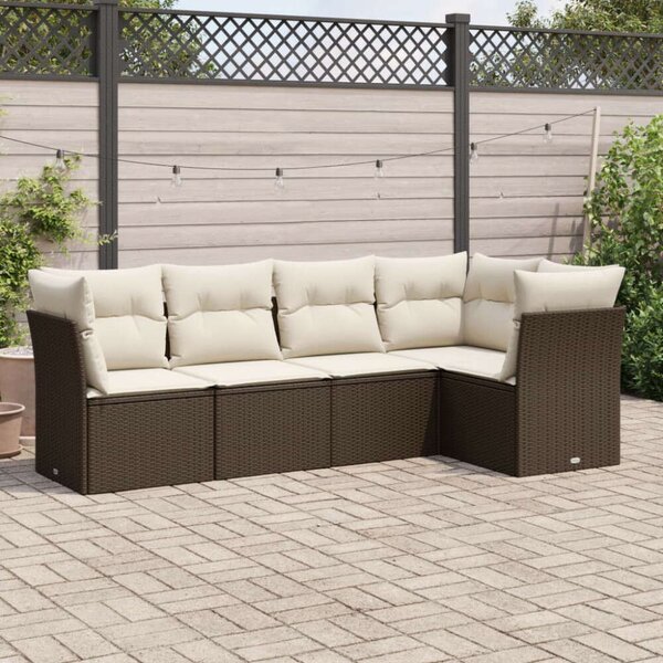 VidaXL Polyrattan Kerti Ülőgarnitúra - 5 részes - Barna