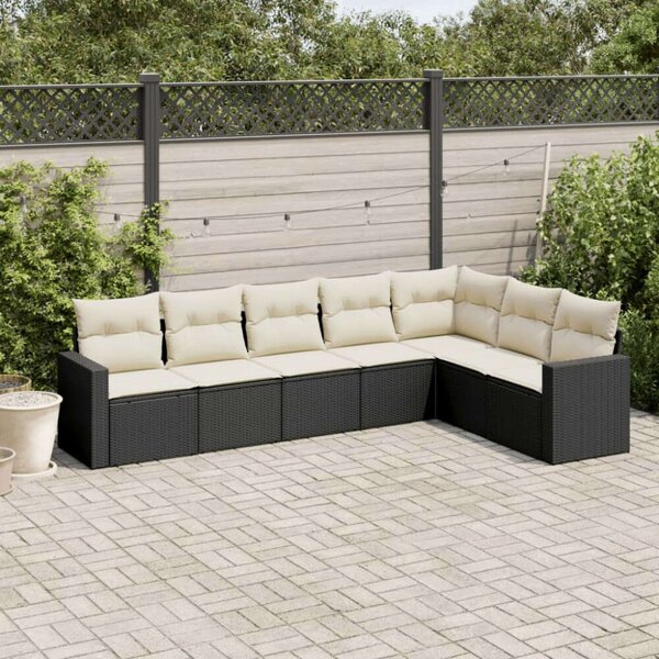 VidaXL Polyrattan Kerti Ülőgarnitúra - 7 részes - Fekete