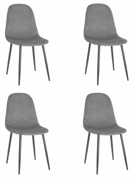 Valora COMO szék, sötétszürke, bársony, ergonomikus kialakítás, 4 db