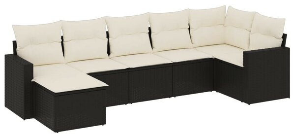 Polyrattan Kerti Ülőgarnitúra - 7 részes - Fekete