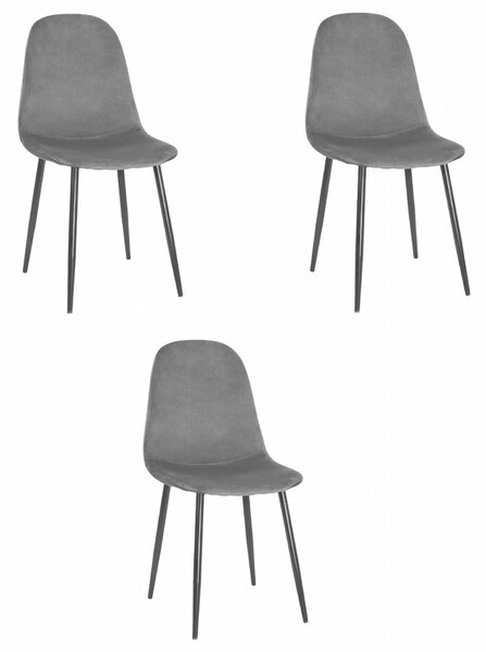 Valora COMO szék, sötétszürke, bársony, ergonomikus kialakítás, 3 db