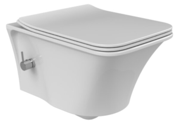 CeraStyle IBIZA fali WC - MATT FEHÉR - BEÉPÍTETT bidé funkcióval - perem nélküli - 51 cm