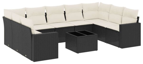 VidaXL Polyrattan Kerti Ülőgarnitúra - 10 részes - Fekete