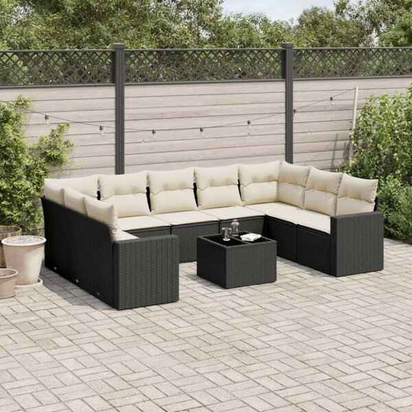 VidaXL Polyrattan Kerti Ülőgarnitúra - 10 részes - Fekete