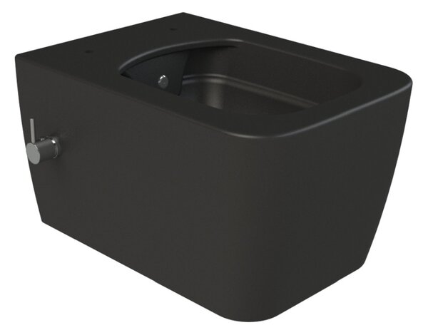 CeraStyle HERA fali WC - MATT FEKETE - BEÉPÍTETT bidé funkcióval - perem nélküli - 52 cm