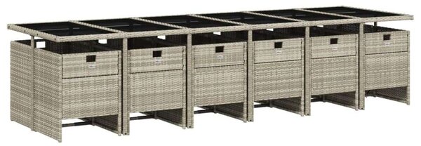 VidaXL Polyrattan Kerti Étkezőgarnitúra - 13 részes - Szürke