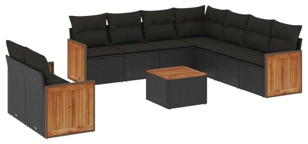 VidaXL Polyrattan Kerti Ülőgarnitúra - 10 részes - Fekete