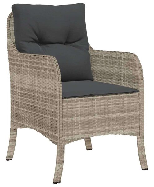VidaXL 3részes világosszürke polyrattan kerti étkezőgarnitúra párnával