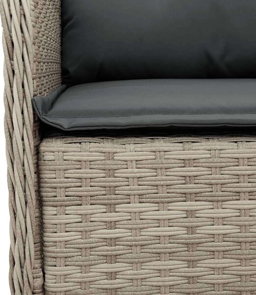 VidaXL 3részes világosszürke polyrattan kerti étkezőgarnitúra párnával