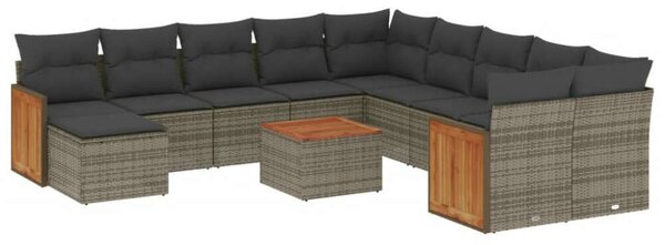VidaXL Polyrattan Kerti Ülőgarnitúra - 12 részes - Szürke