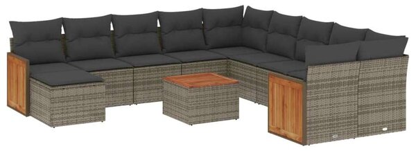 VidaXL Polyrattan Kerti Ülőgarnitúra - 12 részes - Szürke