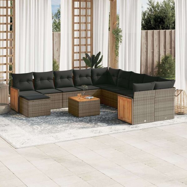 VidaXL Polyrattan Kerti Ülőgarnitúra - 12 részes - Szürke