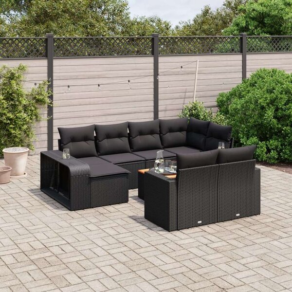 VidaXL Polyrattan Kerti Ülőgarnitúra - 11 részes - Fekete