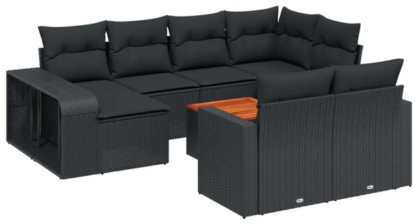 VidaXL Polyrattan Kerti Ülőgarnitúra - 11 részes - Fekete