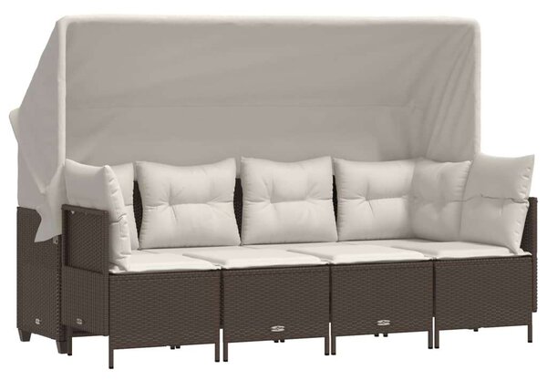 VidaXL Polyrattan Kerti Ülőgarnitúra - 5 részes - Barna