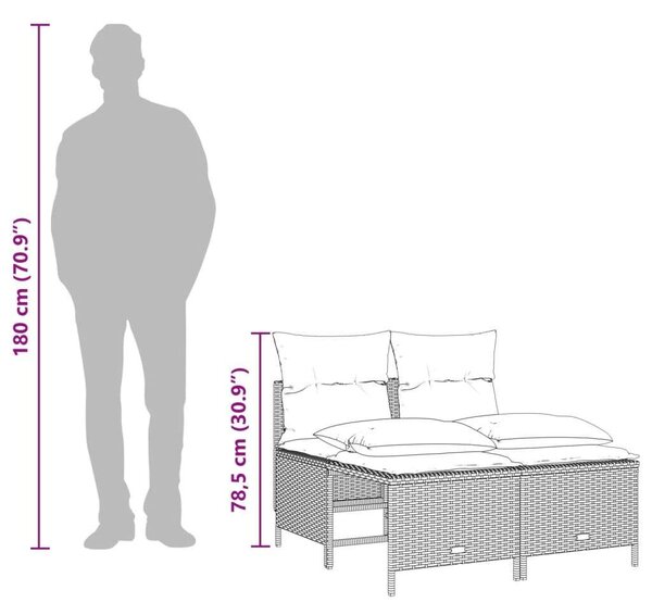 VidaXL Polyrattan Kerti Ülőgarnitúra - 5 részes - Barna