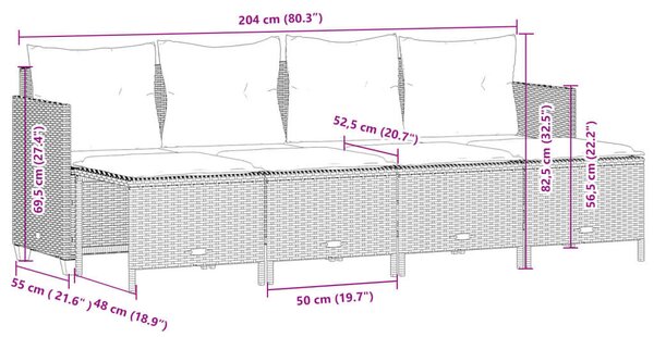 VidaXL Polyrattan Kerti Ülőgarnitúra - 5 részes - Bézs