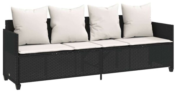 VidaXL 5 részes fekete polyrattan kerti kanapészett párnákkal