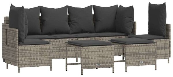 Polyrattan Kerti Ülőgarnitúra - 5 részes - Szürke