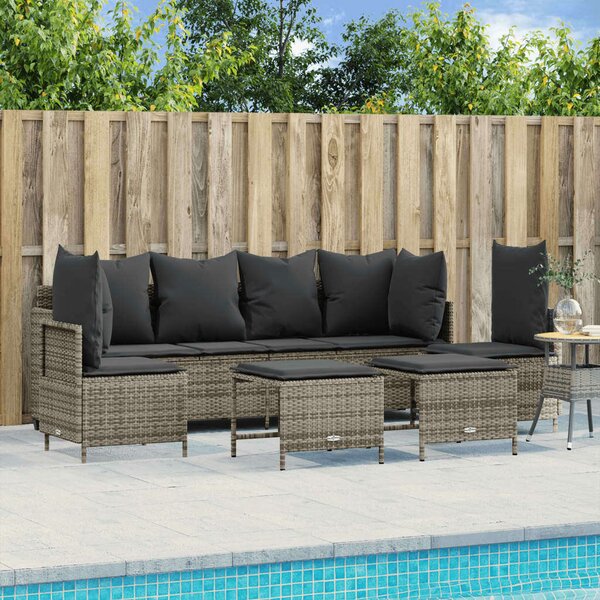 Polyrattan Kerti Ülőgarnitúra - 5 részes - Szürke