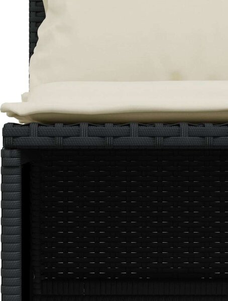 VidaXL 5 részes fekete polyrattan kerti kanapészett párnákkal