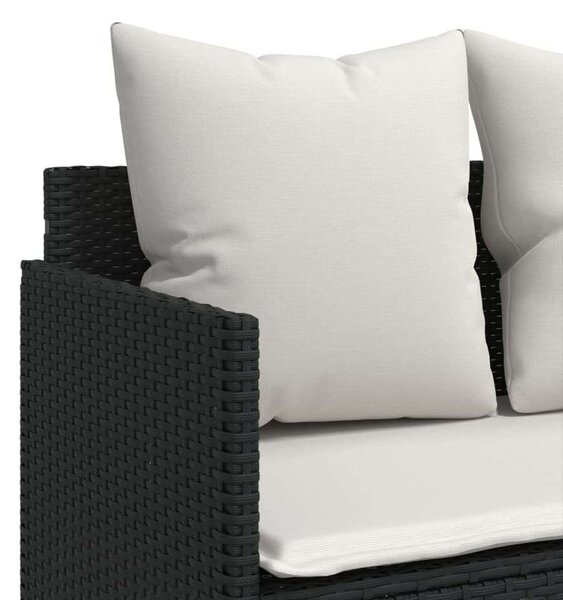 VidaXL 5 részes fekete polyrattan kerti kanapészett párnákkal