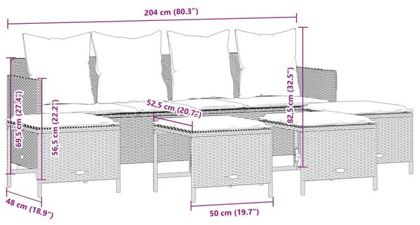 VidaXL 5 részes bézs polyrattan kerti ülőgarnitúra párnákkal