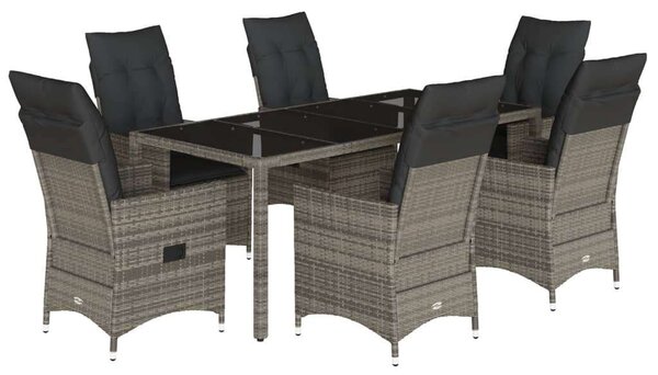 VidaXL Polyrattan Kerti Étkezőgarnitúra - 7 részes - Szürke