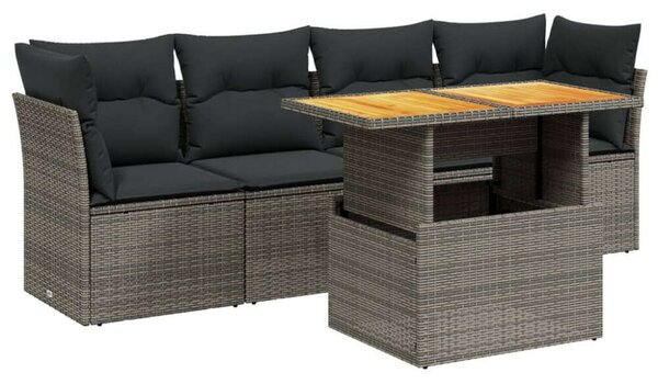 VidaXL Polyrattan Kerti Ülőgarnitúra - 5 részes - Szürke