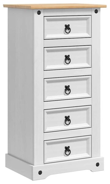 VidaXL Éjjeli asztal fiókkal Fehér 53 x 39 x 103 cm Tömör fenyőfa