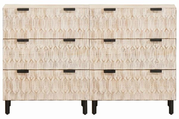 VidaXL Széf 2 pcs Fehér mosott felület 60 x 33 x 75 cm Tömör Mangófát