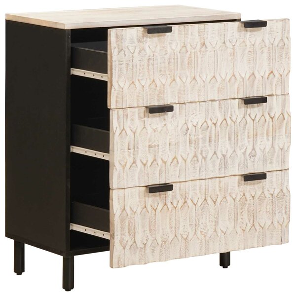 VidaXL Széf 2 pcs Fehér mosott felület 60 x 33 x 75 cm Tömör Mangófát