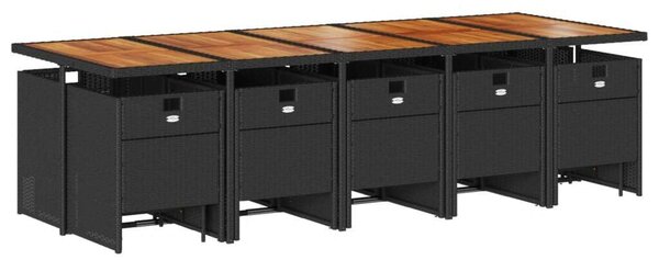 VidaXL - 15 Fős Kerti Étkezőgarnitúra - Polyrattan - Fekete