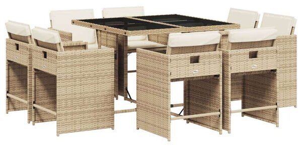 VidaXL Polyrattan Kerti Étkezőgarnitúra - 9 részes, Bézs