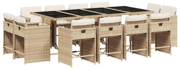 VidaXL Kerti Étkezőgarnitúra - Polyrattan - 13 részes - Bézs