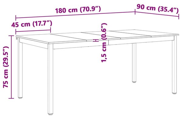 VidaXL Étkezőasztal Természetes 180 x 90 x 75 cm Tömör fenyőfa