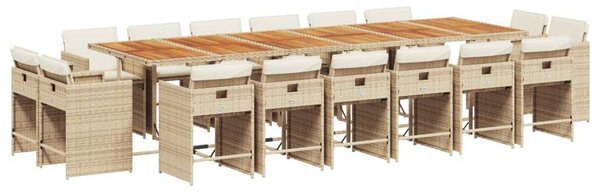 VidaXL Polyrattan Kerti Étkezőgarnitúra - 17 részes - Bézs