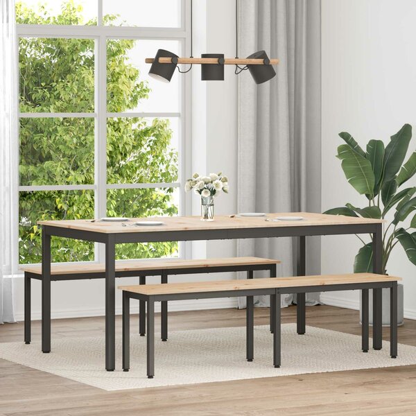 VidaXL Étkezőasztal Természetes 180 x 90 x 75 cm Tömör fenyőfa