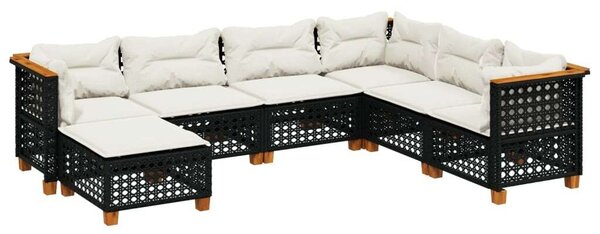 VidaXL Polyrattan Kerti Ülőgarnitúra - 7 részes - Fekete