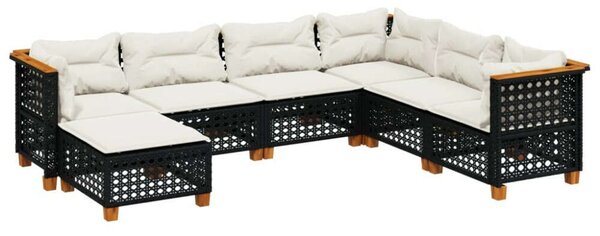 VidaXL Polyrattan Kerti Ülőgarnitúra - 7 részes - Fekete