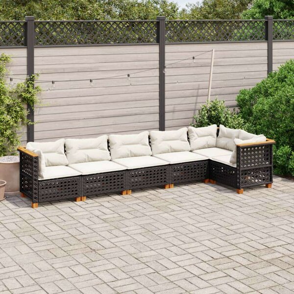 VidaXL Polyrattan Kerti Ülőgarnitúra - 6 részes - Fekete