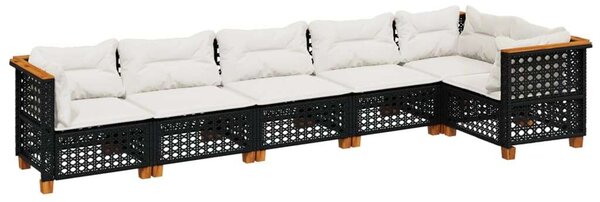 VidaXL Polyrattan Kerti Ülőgarnitúra - 6 részes - Fekete