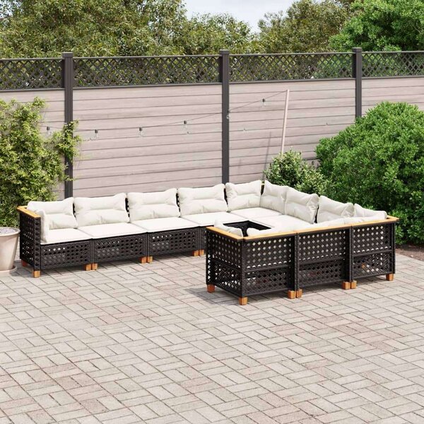 Polyrattan Kerti Ülőgarnitúra - 10 részes - Fekete