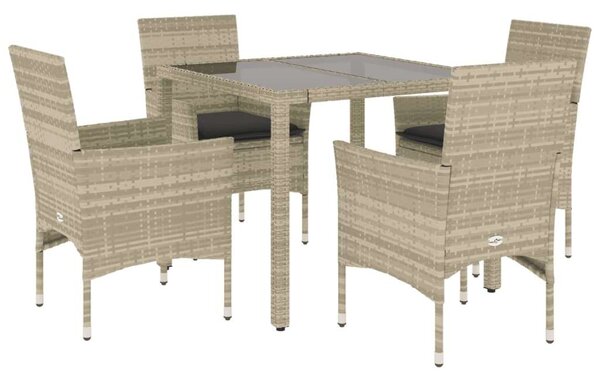 Polyrattan Kerti Étkezőgarnitúra - 5 részes - Szürke