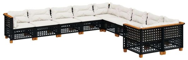 VidaXL Polyrattan Kerti Ülőgarnitúra - Fekete - 10 részes