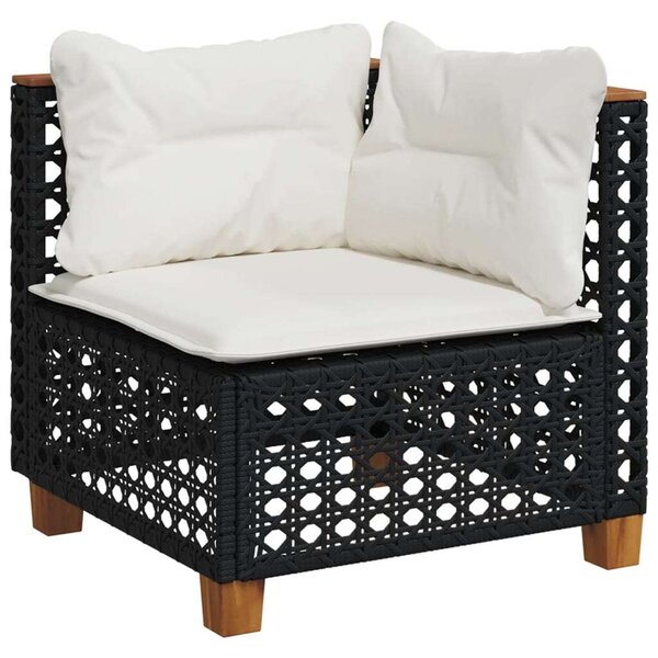 VidaXL 10 részes fekete polyrattan kerti ülőgarnitúra párnákkal